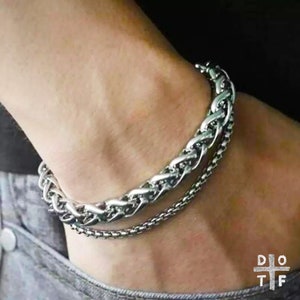 Pulseira de corrente de trigo masculina - Joia corporal de aço inoxidável