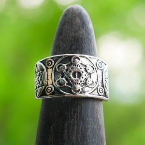 Anillo del Cubo de Metatrón - Joyería de Geometría Sagrada - Anillo unisex de acero inoxidable