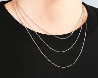 シルバーチェーンネックレス メンズ 1.5mm キューバンリンク