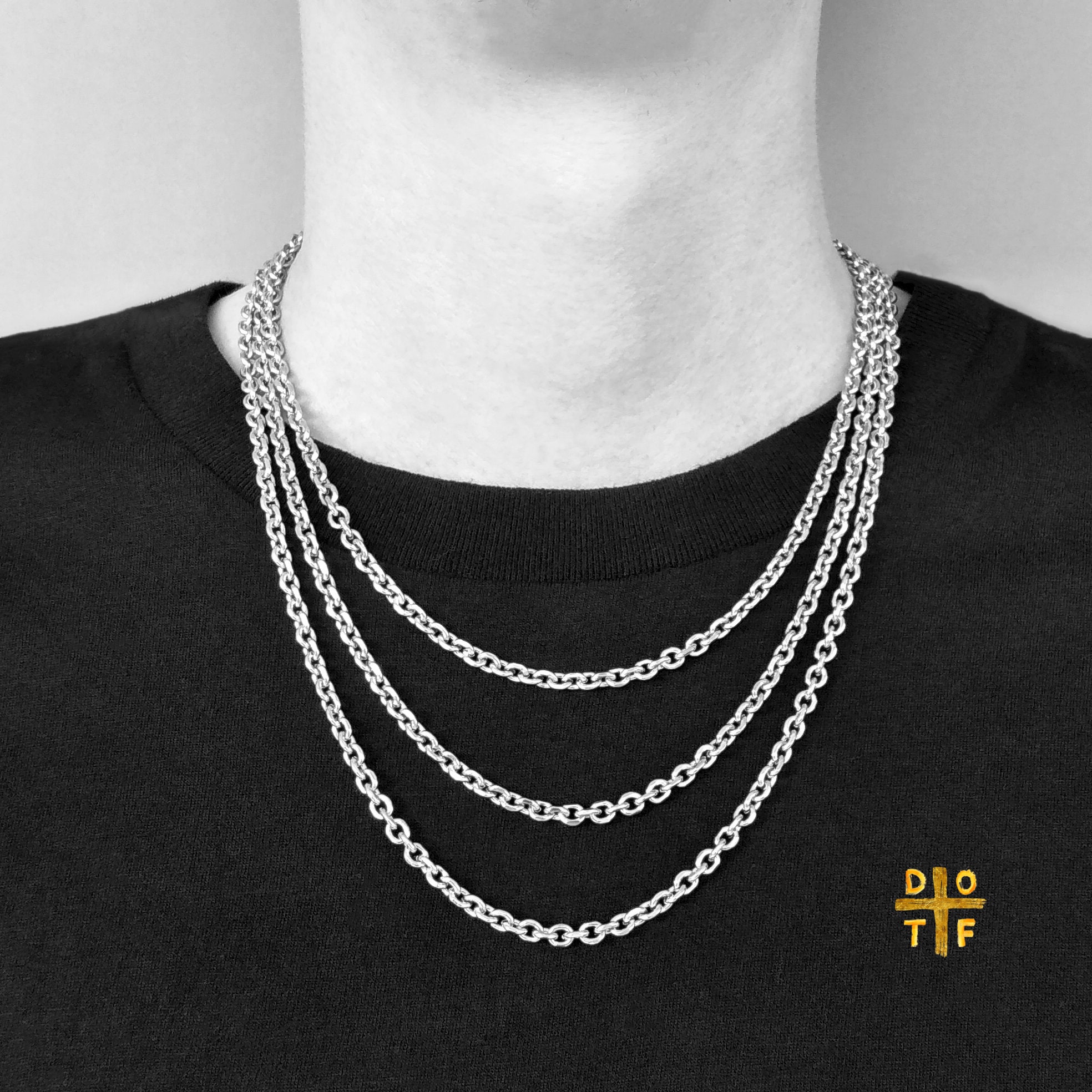 Silver Cable Chain Necklace Mens Womens 4mm Stainless Steel Etsy