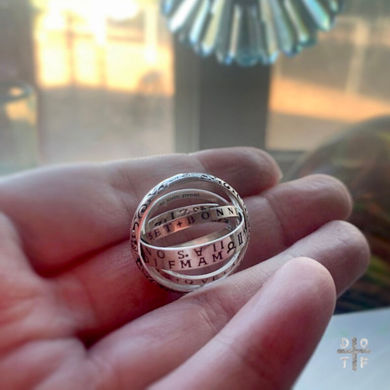 Silver Astronomical Ring Horoscope Ring Womens Armillary Ring Necklace Galaxy Ring Stainless Steel Ring with Moving Parts