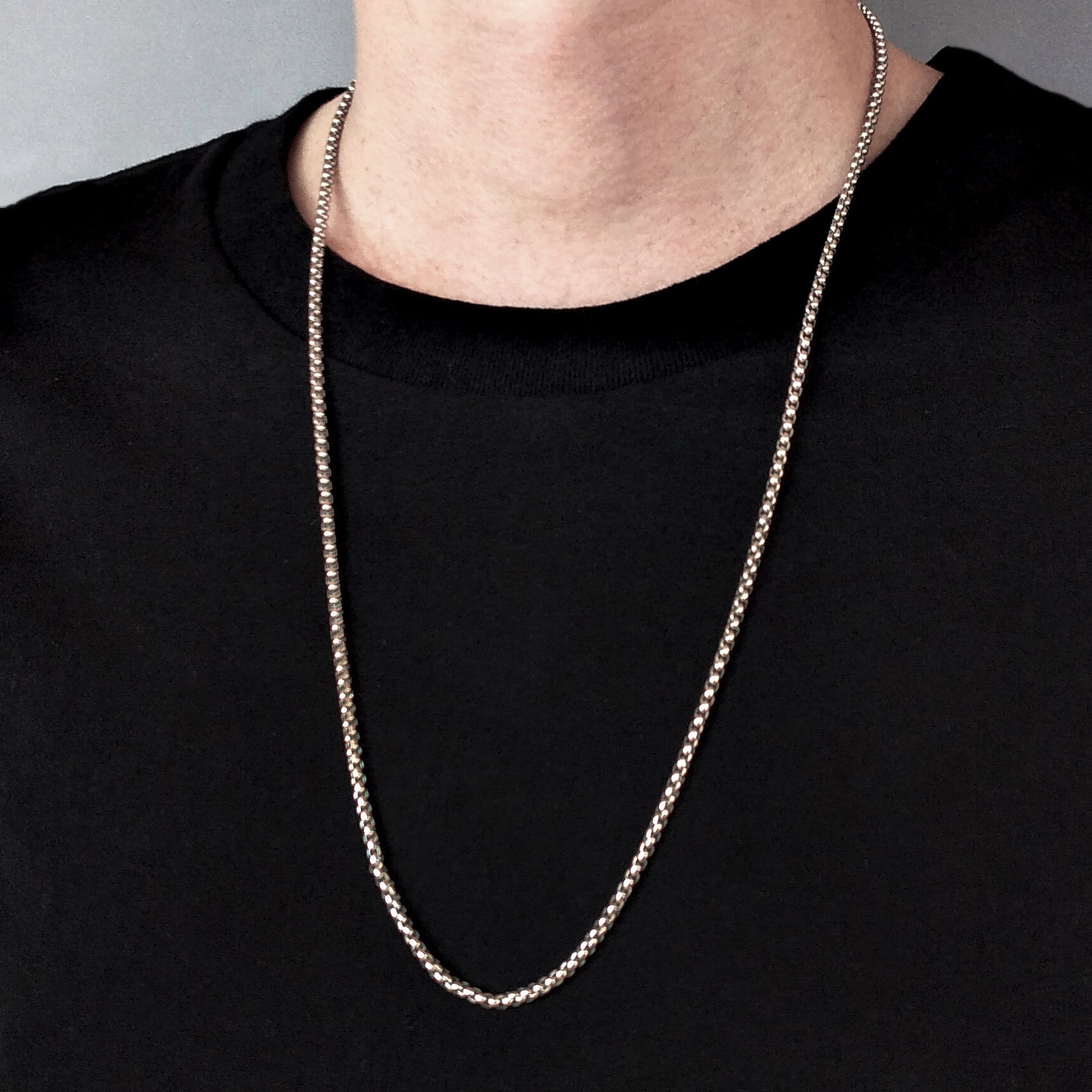 Silver Box Chain Necklace 3.5 Mm 18 Inch 20 Inch 22 Inch 26 Etsy