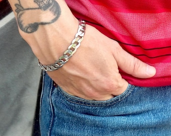 Silver Cuban Bracelet - Link Chain Bracelet, 316L Surgical Stainless Steel - Premium Quality Unisex