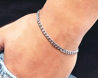 メンズブレスレット - 2mm 細身シルバーブレスレット - 925