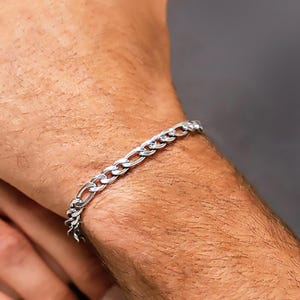 Figaro Bracelet Silver, Unisex 4mm Figaro Link Chain Bracelet, Minimalist Chain Bracelet Men&#39;s & Women&#39;s Thin Bracelet - Jewelry Gift