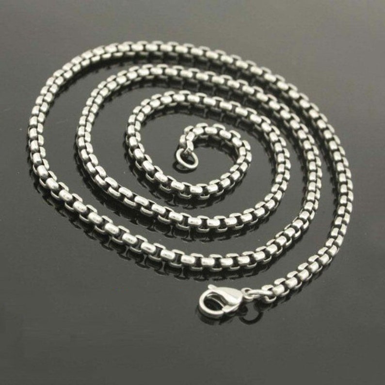 Silver Box Chain Necklace Mens Jewelry Stainless Steel Chain Etsy