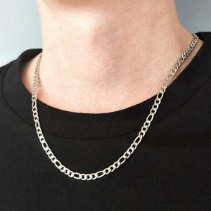 Figaro Chain Necklace Silver, Mens & Womens Figaro Link Chain, 5mm Figaro Necklace, Men&#39;s Jewelry Gift - Premium Quality Chains