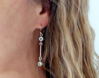 Blue Topaz Earrings Silver, Gemstone Earrings, Women's Dangling Earrings, Silver Ear wire - 925 Sterling Silver Gemstone Earrings