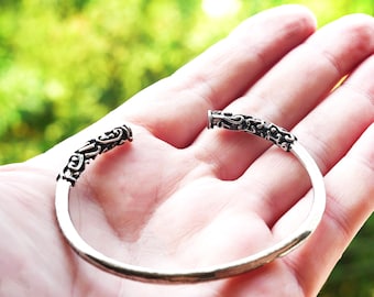 Pulseira de prata - Pulseira de prata masculina e feminina, Pulseira de prata ajustável, Pulseira de prata detalhada, Padrão de nuvem - Pulseira de punho aberta