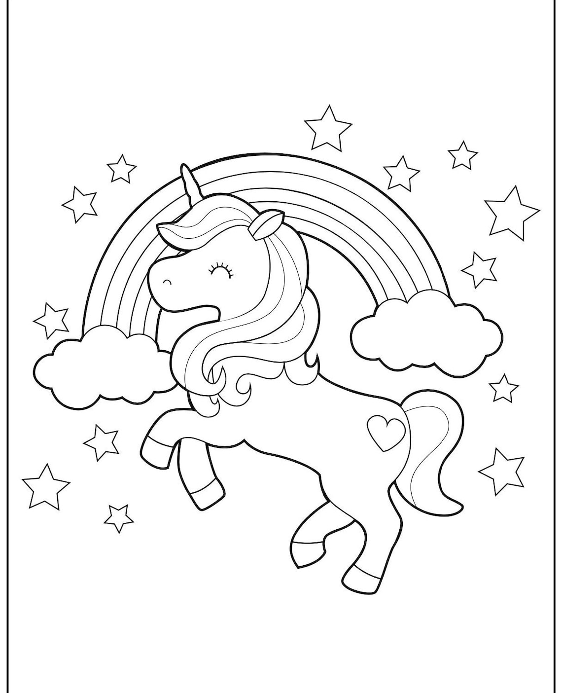 Unicorn Coloring Pages - Etsy