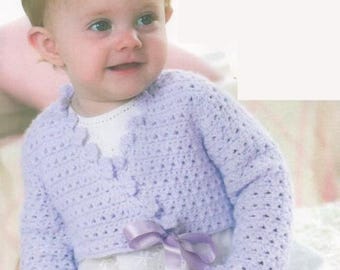 0501 Crochet Baby's Ballerina Cardigan (0-2yrs) DK - Vintage Pattern PDF Instant Download