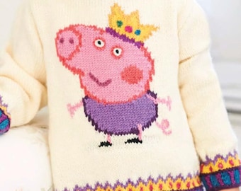 0148 Knitting Childs George Peppa Pig Sweater 2-5yrs DK  - Vintage Pattern PDF Instant Download