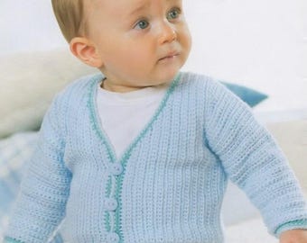 0504 Baby Jungen Strickjacke und Weste 0-2J DK Häkelmuster - Vintage Anleitung PDF Instant Download