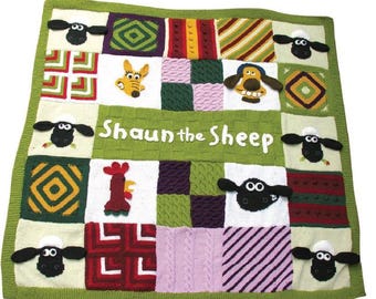 0181 Knitting Shaun the Sheep Blanket (132x132cm) DK - Vintage Pattern PDF Instant Download