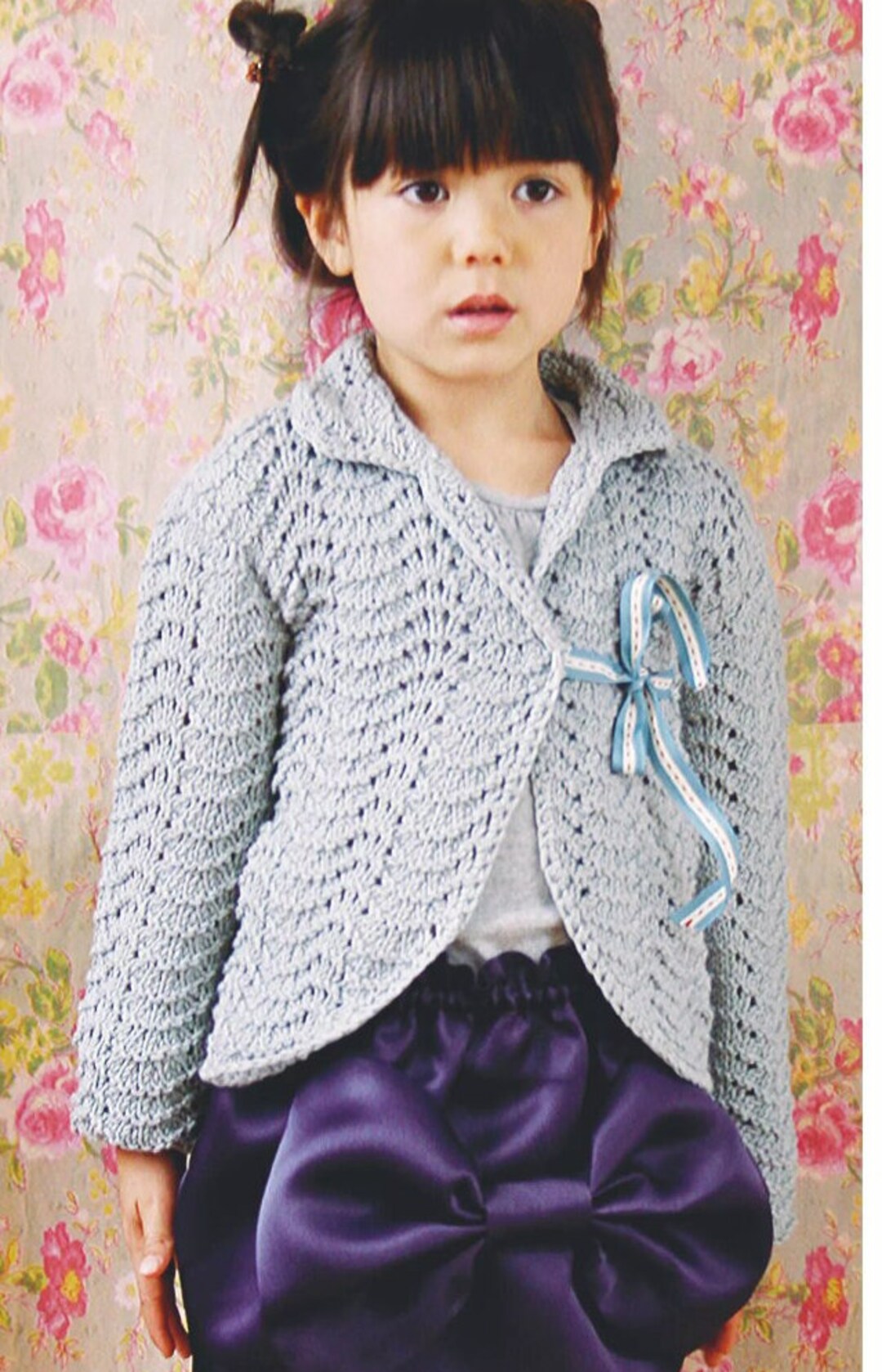 PDF Knitting Pattern Girls Feather & Fan Stitch Cardigan Etsy UK