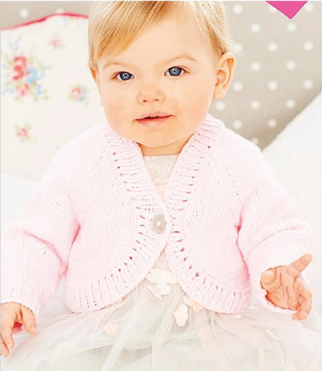 PDF Knitting Pattern Girl's Cute Bolero Cardigan chest 1626in DK 0260