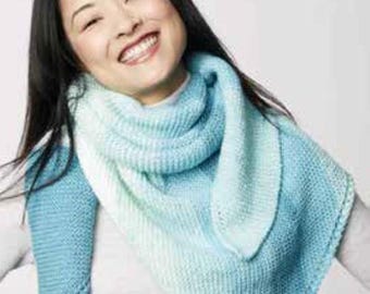 0221 Knitting Ladies Stripy Triangle Shawl 60x32ins Aran - Vintage Pattern PDF Instant Download