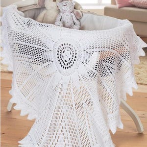 0500 Crochet Baby&#39;s Circular Shawl Blanket 125cm Dia. DK - Vintage Pattern PDF Instant Download