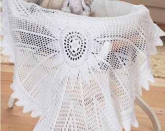 0500 Crochet Baby's Circular Shawl Blanket 125cm Dia. DK - Vintage Pattern PDF Instant Download