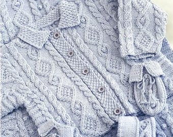 0299 Baby Strickdecke Jacke Mütze Schühchen 6-18 Monate DK - Vintage Muster PDF Sofort Download