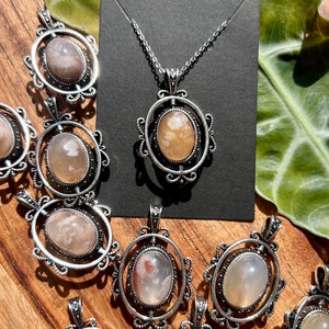 Flower Agate Necklace Pendant