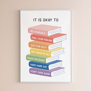 It's Okay to Not be Okay Poster, motivierende Wandkunst, inspirierende Zitat Drucke, Klassenzimmer Poster, Kinder Wand Dekor, DIGITAL DOWNLOAD