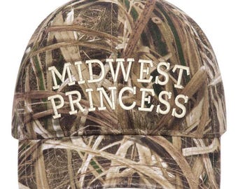 Sombreros bordados de princesa del Medio Oeste: musgo, roble, camuflaje, algodón, sin estructura, pastizales