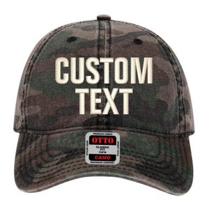 Puede incluir: Una gorra de béisbol de camuflaje con un texto bordado en blanco que dice "CUSTOM TEXT". La gorra tiene una etiqueta negra con texto blanco que dice "OTTO CLASSIC FIT OSFM CAMO MAXIMUM COMFORT".