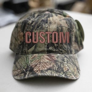 Custom Embroidered Hat-Mossy-Oak2-Camo Hat-Unstructured Cotton Brown Thread