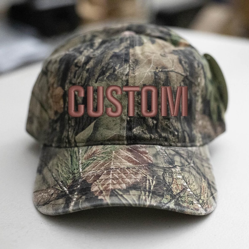 Custom Embroidered Hat-Mossy-Oak2-Camo Hat-Unstructured Cotton Brown Thread