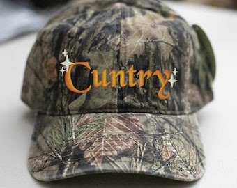 Cuntry-Mossy Oak Camo-Vintage-Trucker-Dad Hat-Sin estructura