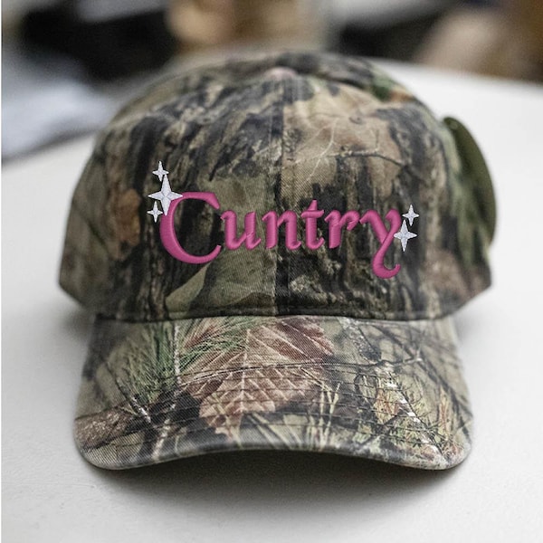 Cuntry-Mossy Oak Camo-Vintage-Trucker-Dad Hat-Unstructured
