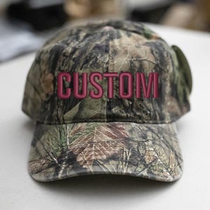 Custom Embroidered Hat-Mossy-Oak2-Camo Hat-Unstructured Cotton Maroon Thread