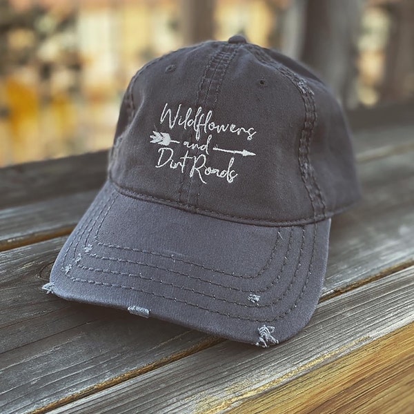 Wildflowers and Dirt Roads Embroidered Hat-Outdoor Girls-Jeep-Country-Gardening