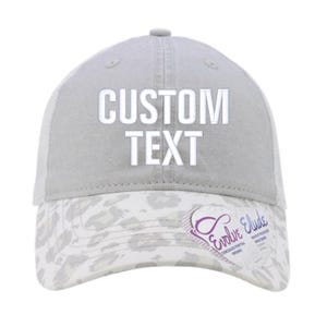 Snow Leopard Print Hat-Mesh Back-Ponytail-Custom Embroidery