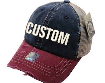 Chapeau brodé personnalisé bordeaux bleu marine kaki pour femmes, look and feel vintage