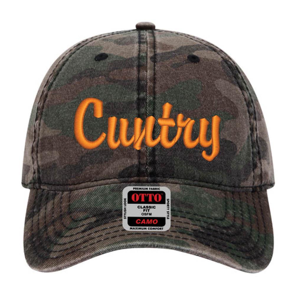 Cappello da camionista mimetico ricamato Cuntry: berretto vintage lavato destrutturato