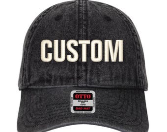 Denim délavé noir - texte brodé personnalisé - casquette non structurée