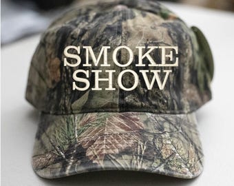 Sombrero de papá vintage con camuflaje de roble musgoso Smoke Show, sin estructura