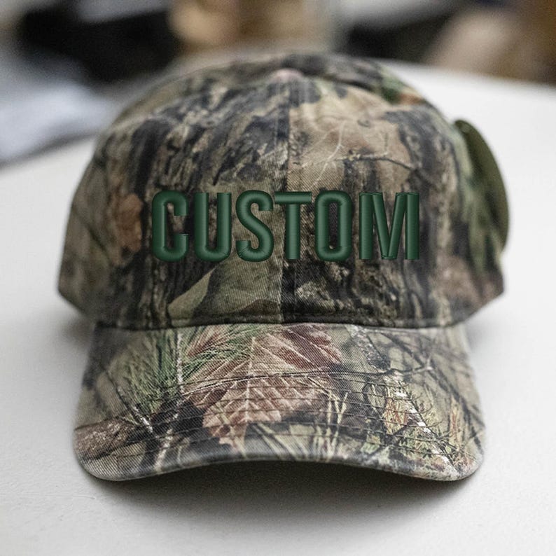 Custom Embroidered Hat-Mossy-Oak2-Camo Hat-Unstructured Cotton Forest Thread