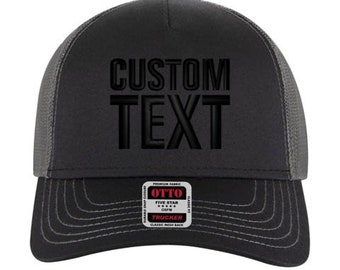 Black on Black Custom Embroidery_Trucker_Baseball_Cap_Hat_Snapback_5 Panel