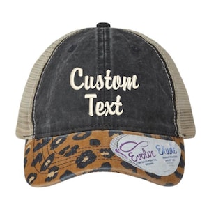 Leopard Print Hat-Ponytail-Custom Embroidery