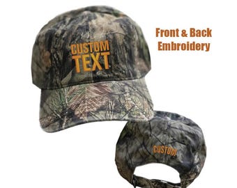 Custom Text-Front and Back Embroidery-Mossy Oak Camo-Dad Hat-Unstructured Cotton