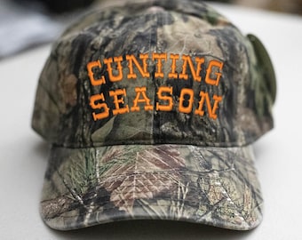 Cunting Season-Mossy Oak Camo-Vintage-Trucker-Dad Hat-Unstructured