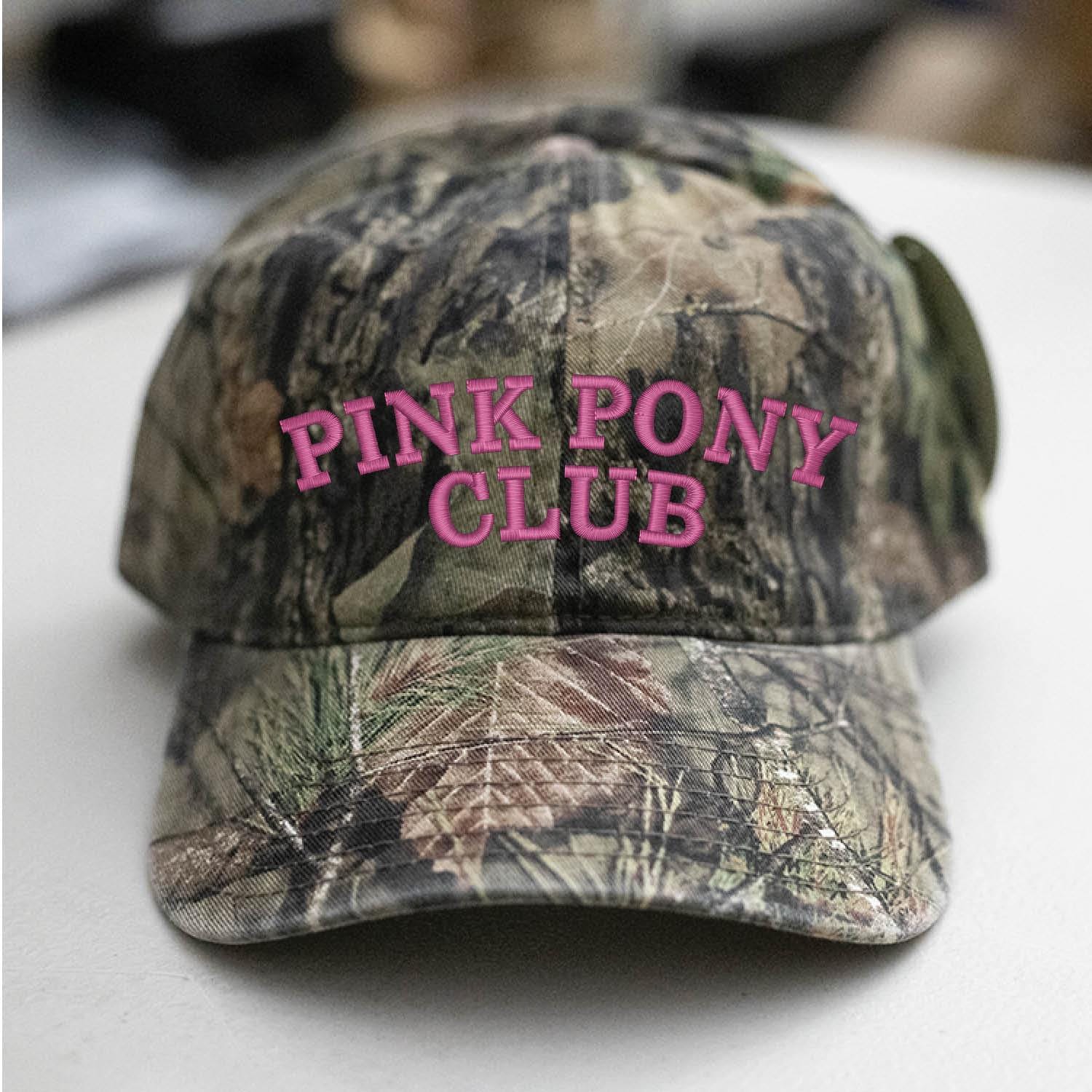 NEW KAXI women\'s pony club trucker hat in pink Pink Pony Club Embroidered Hat – Twisted Stitch main image 2