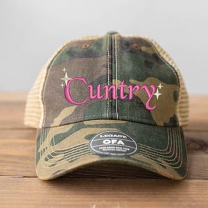 Cuntry Embroidered Camo Trucker Hat - Sparkle Country Girl