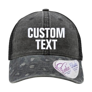 Black Leopard Print Hat-Ponytail-Custom Embroidery