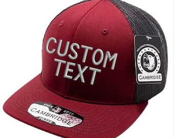 Casquette structurée camionneur à l'arrière en filet Cambridge - Texte brodé personnalisé