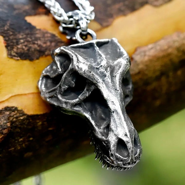 Dinosaur Tyrannosaurus Skull Pendant For Men Gothic T-Rex Skull Punk Jewelry