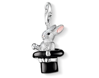 Sterling Silver 3D Magic Rabbit In Hat Trick Charm